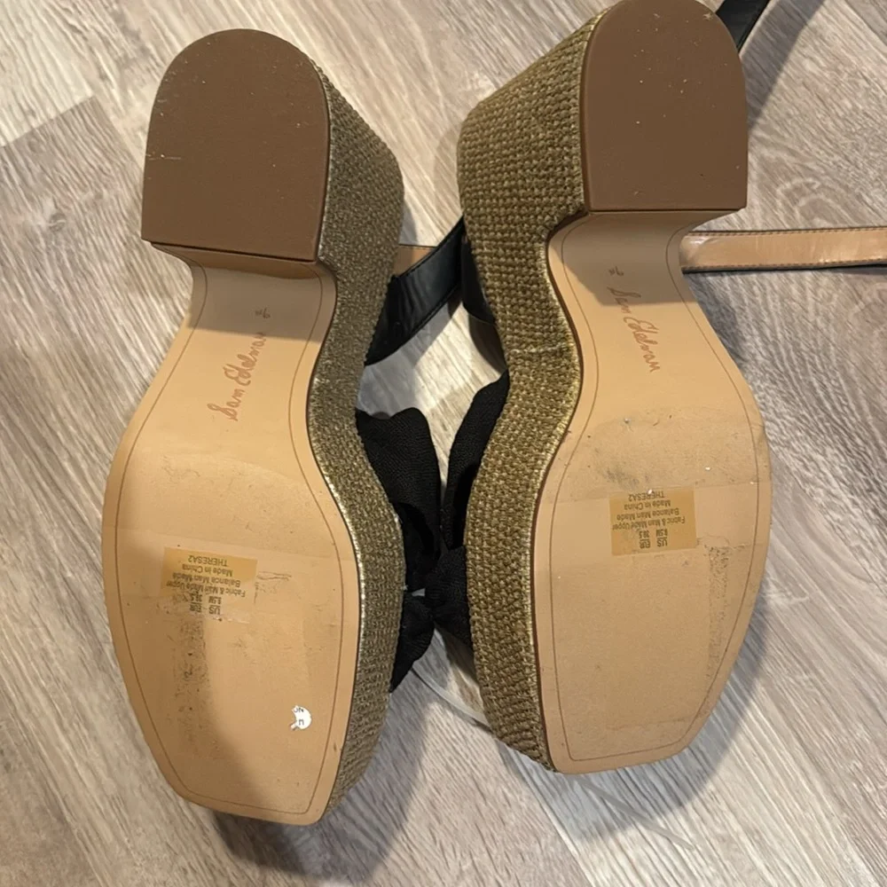 Sam Edelman Black Knotted Espadrille Platform Heels NWOT - Picture 13 of 15